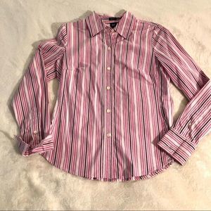 Gray, Lilac, Pink Stripe Blouse Gap Small
